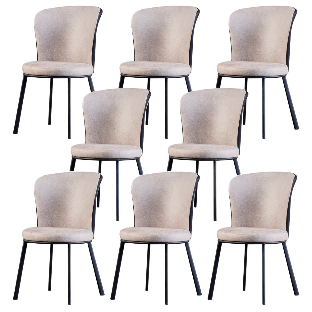 Modern Leather Dining Side Chair Upholstered Solid Back Armless Chairs Off-White 8 Piece Set Clearhalo ' kitchen&dining_furn' 'Dining Chairs' 'Dining Tables & Seating' 'dining_chair' 'furn' 'furn_dining_chair' 'Furniture' 'furniture_dining_chair' 'Kitchen & Dining Furniture' 'kitchen' 3468536
