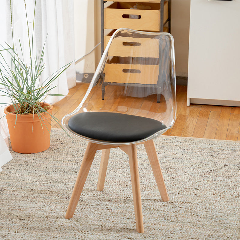 Modern Indoor-Outdoor Chair Transparent Acrylic Side Chair for Dining Room Black 1 Piece Clearhalo ' kitchen&dining_furn' 'Dining Chairs' 'Dining Tables & Seating' 'dining_chair' 'Furniture' 'furniture_dining_chair' 'Kitchen & Dining Furniture' 'kitchen' 3468561