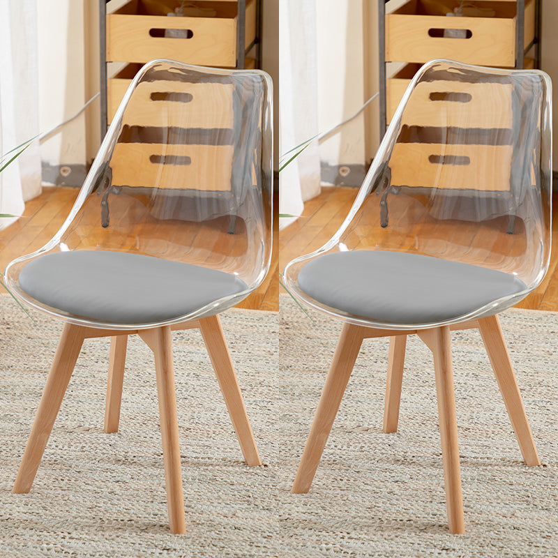 Modern Indoor-Outdoor Chair Transparent Acrylic Side Chair for Dining Room Grey Set of 2 Clearhalo ' kitchen&dining_furn' 'Dining Chairs' 'Dining Tables & Seating' 'dining_chair' 'Furniture' 'furniture_dining_chair' 'Kitchen & Dining Furniture' 'kitchen' 3468569