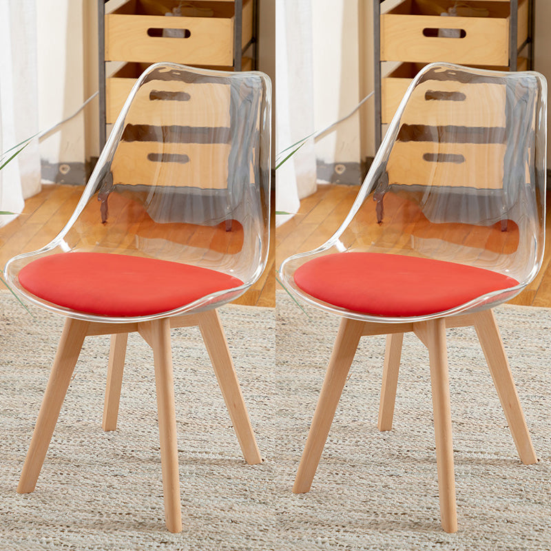 Modern Indoor-Outdoor Chair Transparent Acrylic Side Chair for Dining Room Red Set of 2 Clearhalo ' kitchen&dining_furn' 'Dining Chairs' 'Dining Tables & Seating' 'dining_chair' 'Furniture' 'furniture_dining_chair' 'Kitchen & Dining Furniture' 'kitchen' 3468580