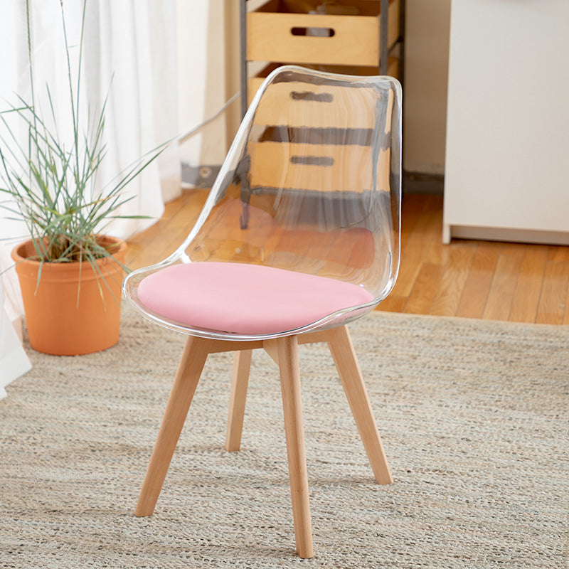 Modern Indoor-Outdoor Chair Transparent Acrylic Side Chair for Dining Room Pink 1 Piece Clearhalo ' kitchen&dining_furn' 'Dining Chairs' 'Dining Tables & Seating' 'dining_chair' 'Furniture' 'furniture_dining_chair' 'Kitchen & Dining Furniture' 'kitchen' 3468585