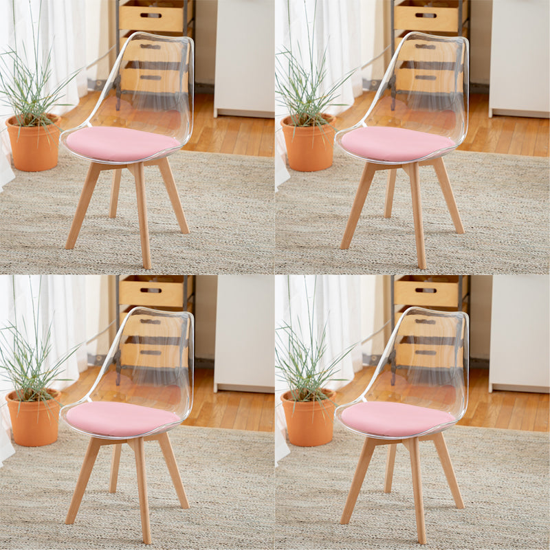 Modern Indoor-Outdoor Chair Transparent Acrylic Side Chair for Dining Room Pink Set of 4 Clearhalo ' kitchen&dining_furn' 'Dining Chairs' 'Dining Tables & Seating' 'dining_chair' 'Furniture' 'furniture_dining_chair' 'Kitchen & Dining Furniture' 'kitchen' 3468588