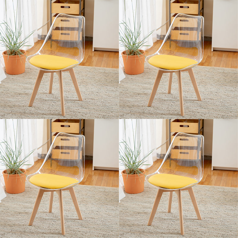 Modern Indoor-Outdoor Chair Transparent Acrylic Side Chair for Dining Room Yellow Set of 4 Clearhalo ' kitchen&dining_furn' 'Dining Chairs' 'Dining Tables & Seating' 'dining_chair' 'Furniture' 'furniture_dining_chair' 'Kitchen & Dining Furniture' 'kitchen' 3468591