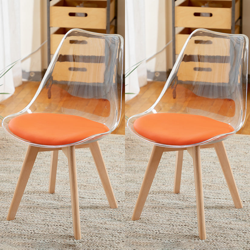 Modern Indoor-Outdoor Chair Transparent Acrylic Side Chair for Dining Room Orange Set of 2 Clearhalo ' kitchen&dining_furn' 'Dining Chairs' 'Dining Tables & Seating' 'dining_chair' 'Furniture' 'furniture_dining_chair' 'Kitchen & Dining Furniture' 'kitchen' 3468593