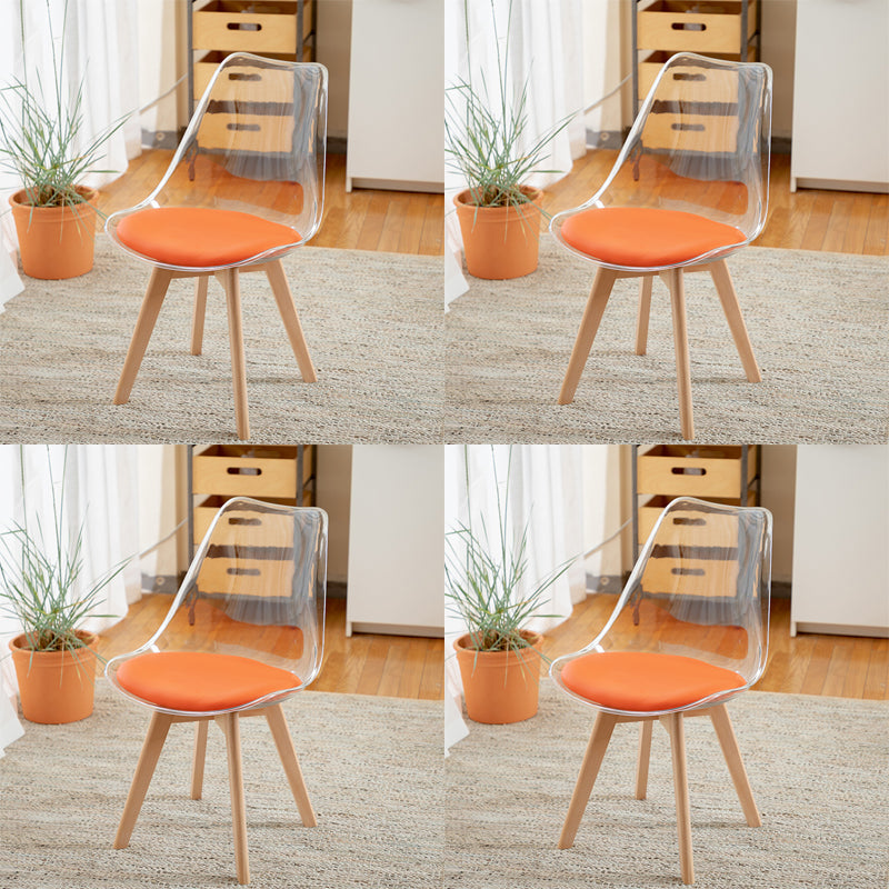Modern Indoor-Outdoor Chair Transparent Acrylic Side Chair for Dining Room Orange Set of 4 Clearhalo ' kitchen&dining_furn' 'Dining Chairs' 'Dining Tables & Seating' 'dining_chair' 'Furniture' 'furniture_dining_chair' 'Kitchen & Dining Furniture' 'kitchen' 3468594