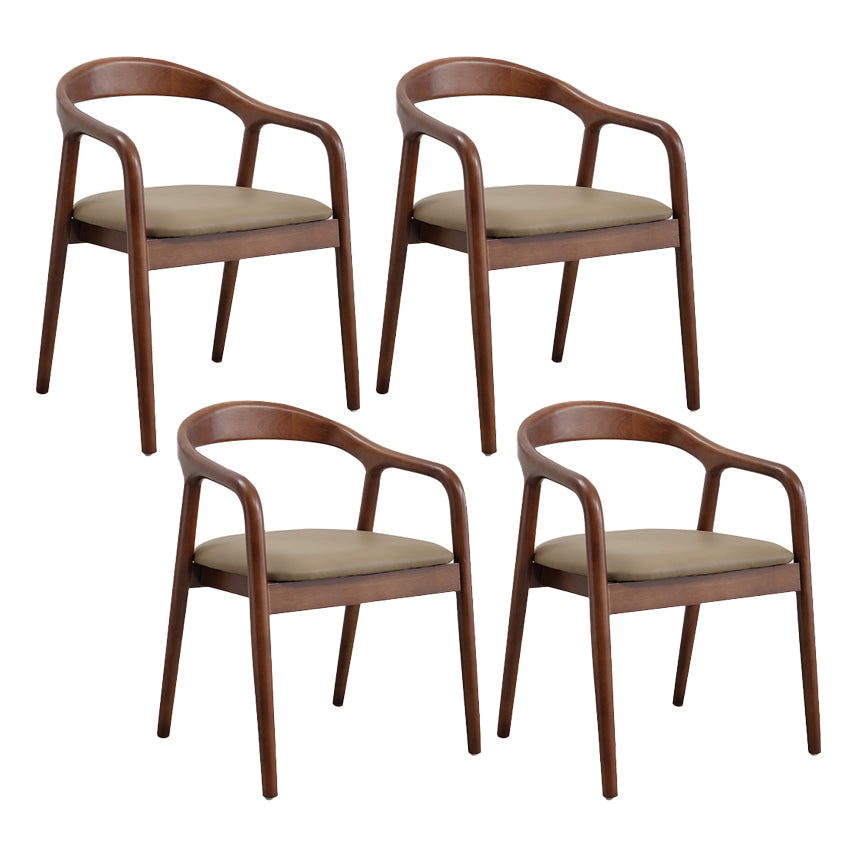 Modern Wood Base Indoor Chair 23''Wide Open Back Dining Side Chair with 4 Legs for Restaurant Walnut 4 Piece Set Clearhalo ' kitchen&dining_furn' 'Dining Chairs' 'Dining Tables & Seating' 'dining_chair' 'furn' 'furn_dining_chair' 'Furniture' 'furniture_dining_chair' 'Kitchen & Dining Furniture' 'kitchen' 3468609