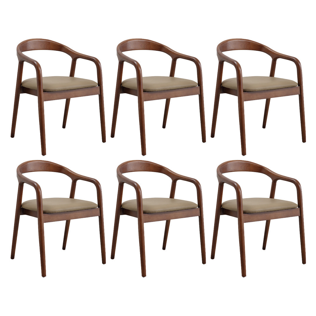 Modern Wood Base Indoor Chair 23''Wide Open Back Dining Side Chair with 4 Legs for Restaurant Walnut 6 Piece Set Clearhalo ' kitchen&dining_furn' 'Dining Chairs' 'Dining Tables & Seating' 'dining_chair' 'furn' 'furn_dining_chair' 'Furniture' 'furniture_dining_chair' 'Kitchen & Dining Furniture' 'kitchen' 3468612
