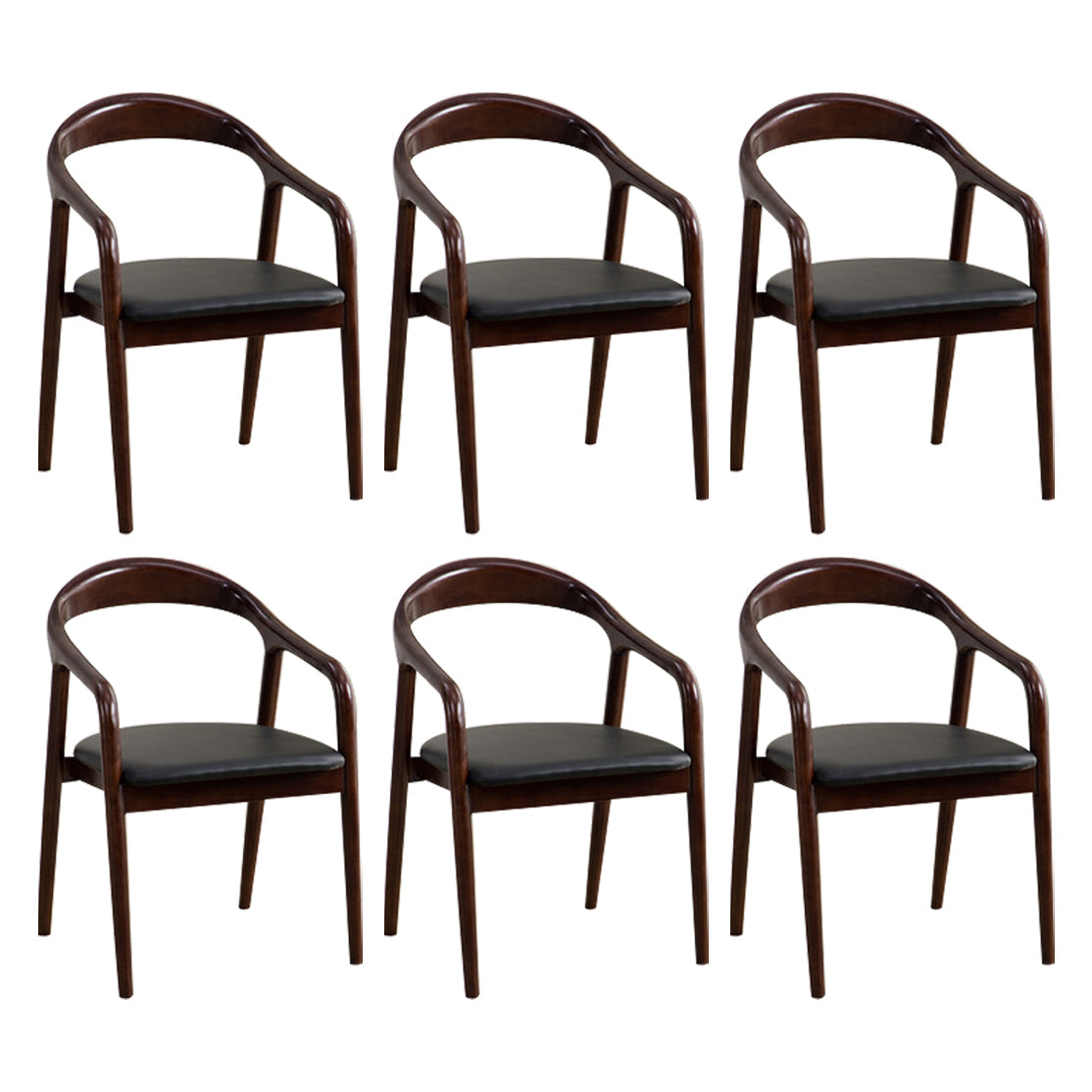 Modern Wood Base Indoor Chair 23''Wide Open Back Dining Side Chair with 4 Legs for Restaurant Brown 6 Piece Set Clearhalo ' kitchen&dining_furn' 'Dining Chairs' 'Dining Tables & Seating' 'dining_chair' 'furn' 'furn_dining_chair' 'Furniture' 'furniture_dining_chair' 'Kitchen & Dining Furniture' 'kitchen' 3468623