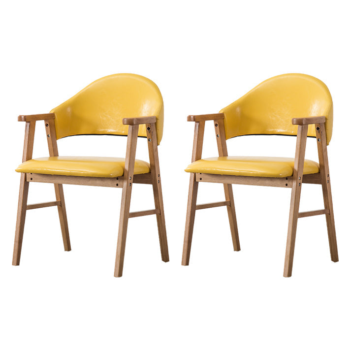 Wood Modern Style Indoor Chair of 20'' Wide Open Back Dining Side Chairs Yellow 2 Piece Set Clearhalo ' kitchen&dining_furn' 'Dining Chairs' 'Dining Tables & Seating' 'dining_chair' 'furn' 'furn_dining_chair' 'Furniture' 'furniture_dining_chair' 'Kitchen & Dining Furniture' 'kitchen' 3468661