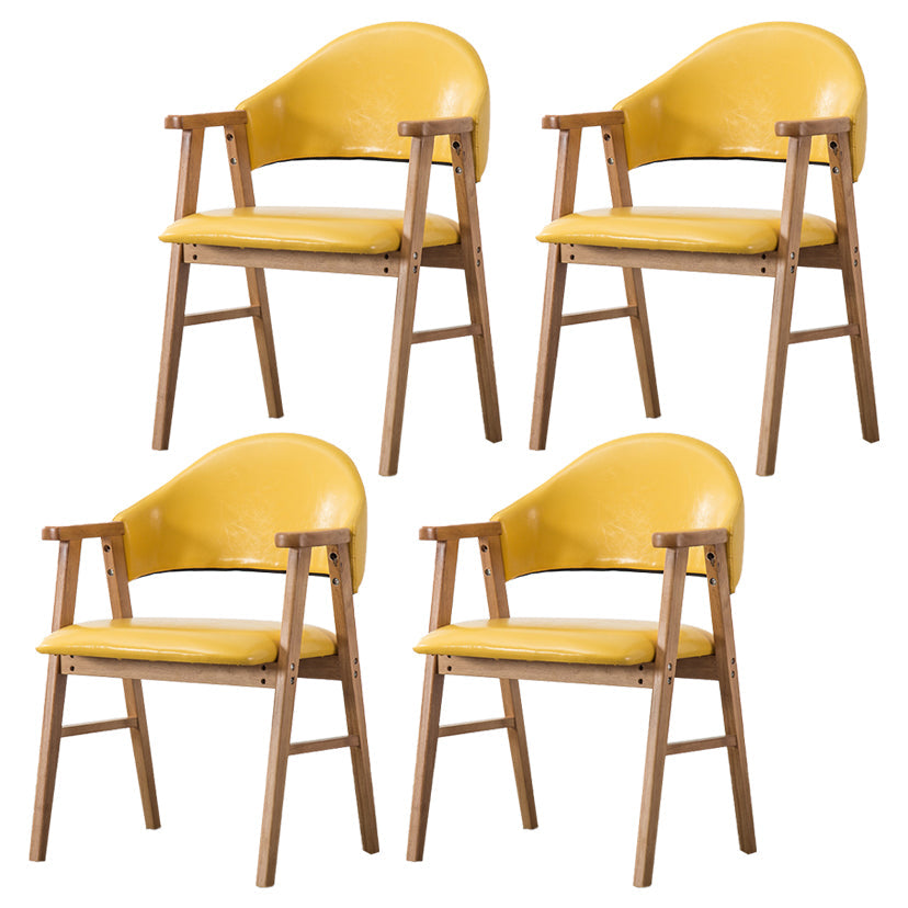 Wood Modern Style Indoor Chair of 20'' Wide Open Back Dining Side Chairs Yellow 4 Piece Set Clearhalo ' kitchen&dining_furn' 'Dining Chairs' 'Dining Tables & Seating' 'dining_chair' 'furn' 'furn_dining_chair' 'Furniture' 'furniture_dining_chair' 'Kitchen & Dining Furniture' 'kitchen' 3468664