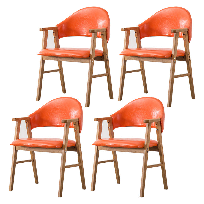 Wood Modern Style Indoor Chair of 20'' Wide Open Back Dining Side Chairs Orange 4 Piece Set Clearhalo ' kitchen&dining_furn' 'Dining Chairs' 'Dining Tables & Seating' 'dining_chair' 'furn' 'furn_dining_chair' 'Furniture' 'furniture_dining_chair' 'Kitchen & Dining Furniture' 'kitchen' 3468670