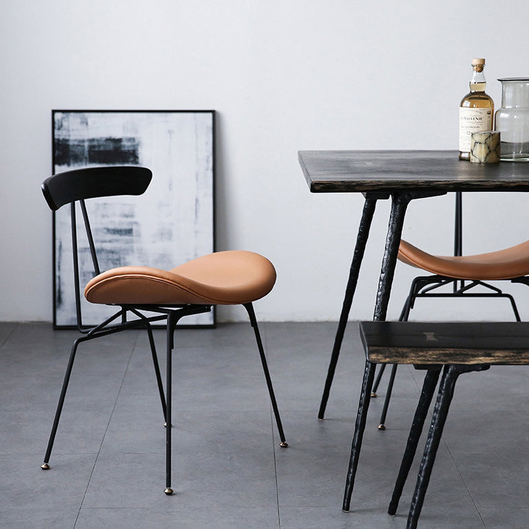 Industrial Black Opening Back Dining Side Chair Kitchen Metal Dining Side Chair Clearhalo ' kitchen&dining_furn' 'Dining Chairs' 'Dining Tables & Seating' 'dining_chair' 'furn' 'furn_dining_chair' 'Furniture' 'furniture_dining_chair' 'Kitchen & Dining Furniture' 'kitchen' 3468704