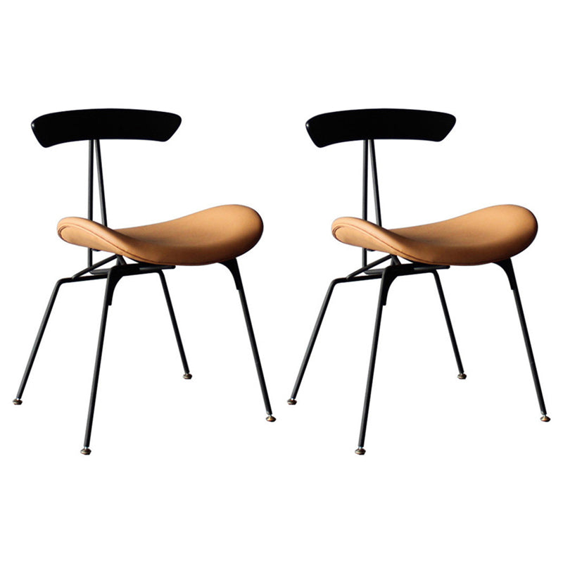 Industrial Black Opening Back Dining Side Chair Kitchen Metal Dining Side Chair Brown 2 Piece Set Clearhalo ' kitchen&dining_furn' 'Dining Chairs' 'Dining Tables & Seating' 'dining_chair' 'furn' 'furn_dining_chair' 'Furniture' 'furniture_dining_chair' 'Kitchen & Dining Furniture' 'kitchen' 3468716