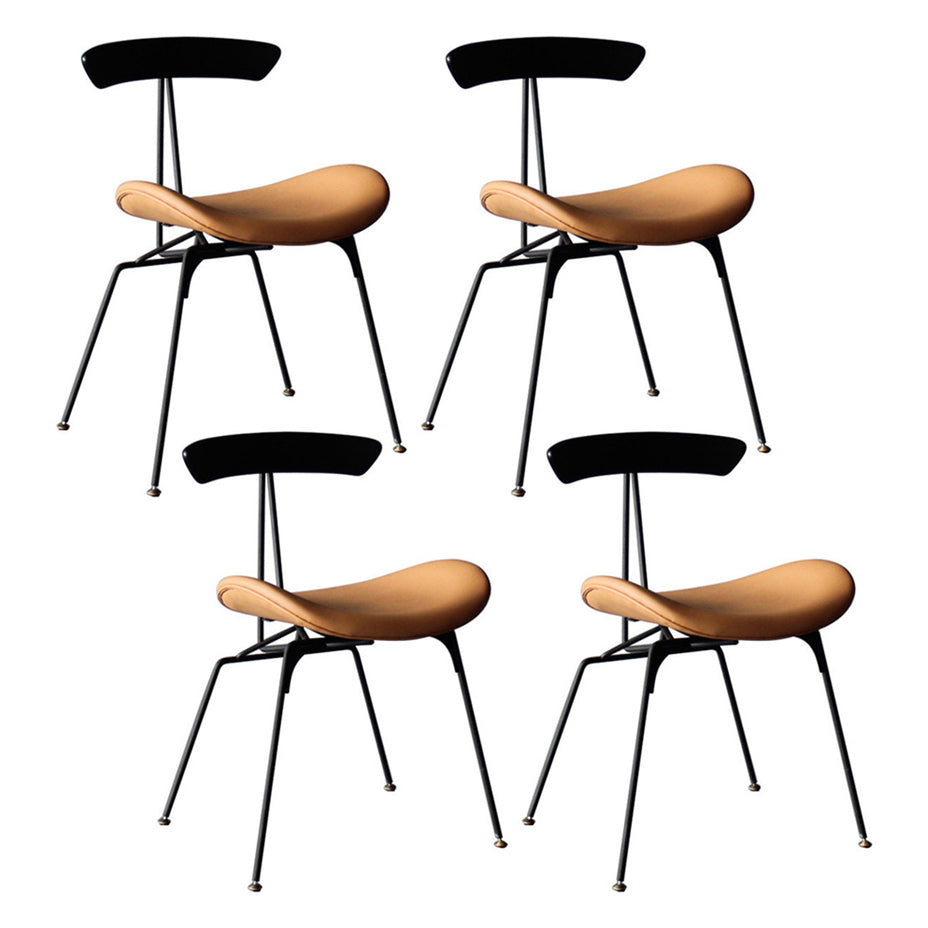 Industrial Black Opening Back Dining Side Chair Kitchen Metal Dining Side Chair Brown 4 Piece Set Clearhalo ' kitchen&dining_furn' 'Dining Chairs' 'Dining Tables & Seating' 'dining_chair' 'furn' 'furn_dining_chair' 'Furniture' 'furniture_dining_chair' 'Kitchen & Dining Furniture' 'kitchen' 3468719