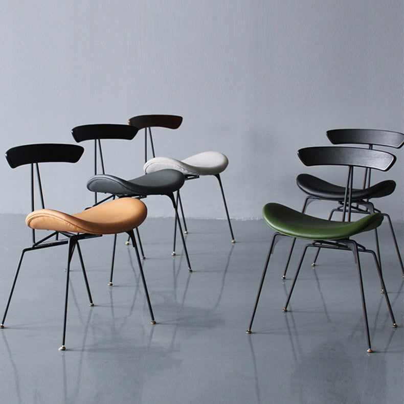 Industrial Black Opening Back Dining Side Chair Kitchen Metal Dining Side Chair Clearhalo ' kitchen&dining_furn' 'Dining Chairs' 'Dining Tables & Seating' 'dining_chair' 'furn' 'furn_dining_chair' 'Furniture' 'furniture_dining_chair' 'Kitchen & Dining Furniture' 'kitchen' 3468724