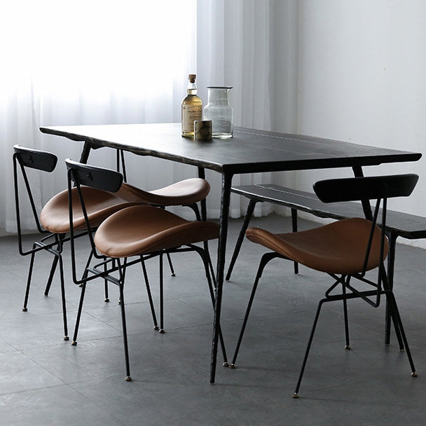 Industrial Black Opening Back Dining Side Chair Kitchen Metal Dining Side Chair Clearhalo ' kitchen&dining_furn' 'Dining Chairs' 'Dining Tables & Seating' 'dining_chair' 'furn' 'furn_dining_chair' 'Furniture' 'furniture_dining_chair' 'Kitchen & Dining Furniture' 'kitchen' 3468728