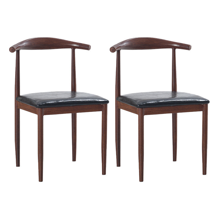 Modern Style Kitchen Leather Dining Chair Ladder Back Side Chair of 16" Wide with Metallic Base Dark Wood Black 2 Piece Set Clearhalo ' kitchen&dining_furn' 'Dining Chairs' 'Dining Tables & Seating' 'dining_chair' 'furn' 'furn_dining_chair' 'Furniture' 'furniture_dining_chair' 'Kitchen & Dining Furniture' 'kitchen' 3468736