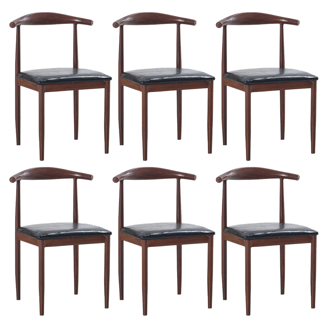 Modern Style Kitchen Leather Dining Chair Ladder Back Side Chair of 16" Wide with Metallic Base Dark Wood Black 6 Piece Set Clearhalo ' kitchen&dining_furn' 'Dining Chairs' 'Dining Tables & Seating' 'dining_chair' 'furn' 'furn_dining_chair' 'Furniture' 'furniture_dining_chair' 'Kitchen & Dining Furniture' 'kitchen' 3468740