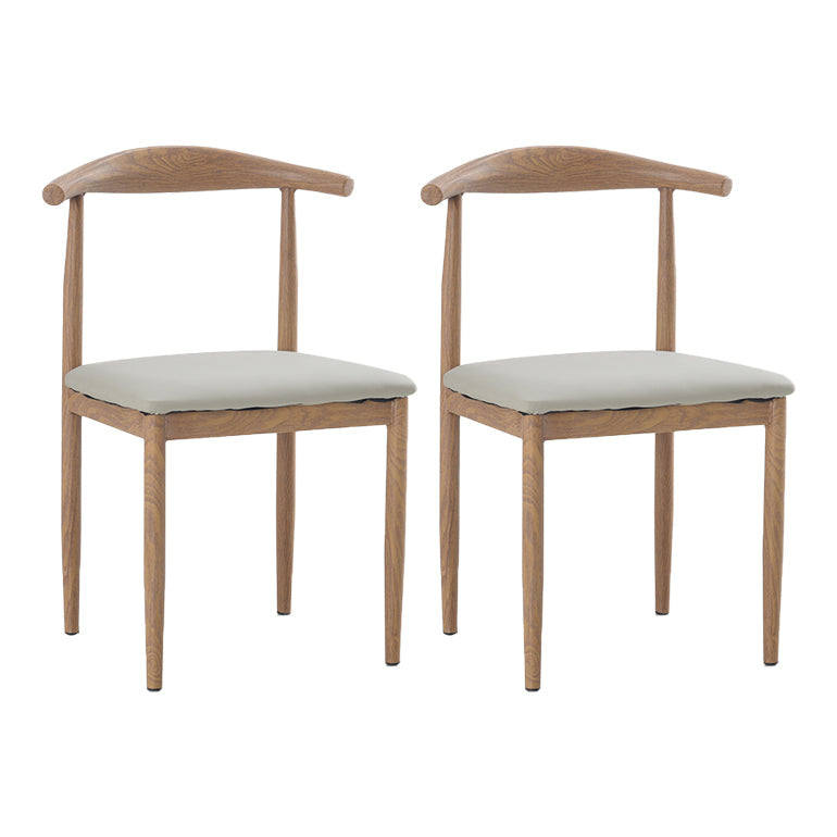 Modern Style Kitchen Leather Dining Chair Ladder Back Side Chair of 16" Wide with Metallic Base Light Wood Gray 2 Piece Set Clearhalo ' kitchen&dining_furn' 'Dining Chairs' 'Dining Tables & Seating' 'dining_chair' 'furn' 'furn_dining_chair' 'Furniture' 'furniture_dining_chair' 'Kitchen & Dining Furniture' 'kitchen' 3468741