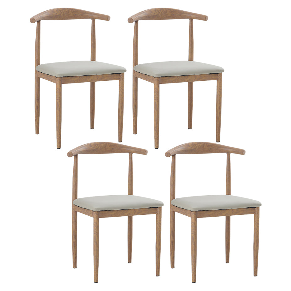 Modern Style Kitchen Leather Dining Chair Ladder Back Side Chair of 16" Wide with Metallic Base Light Wood Gray 4 Piece Set Clearhalo ' kitchen&dining_furn' 'Dining Chairs' 'Dining Tables & Seating' 'dining_chair' 'furn' 'furn_dining_chair' 'Furniture' 'furniture_dining_chair' 'Kitchen & Dining Furniture' 'kitchen' 3468743