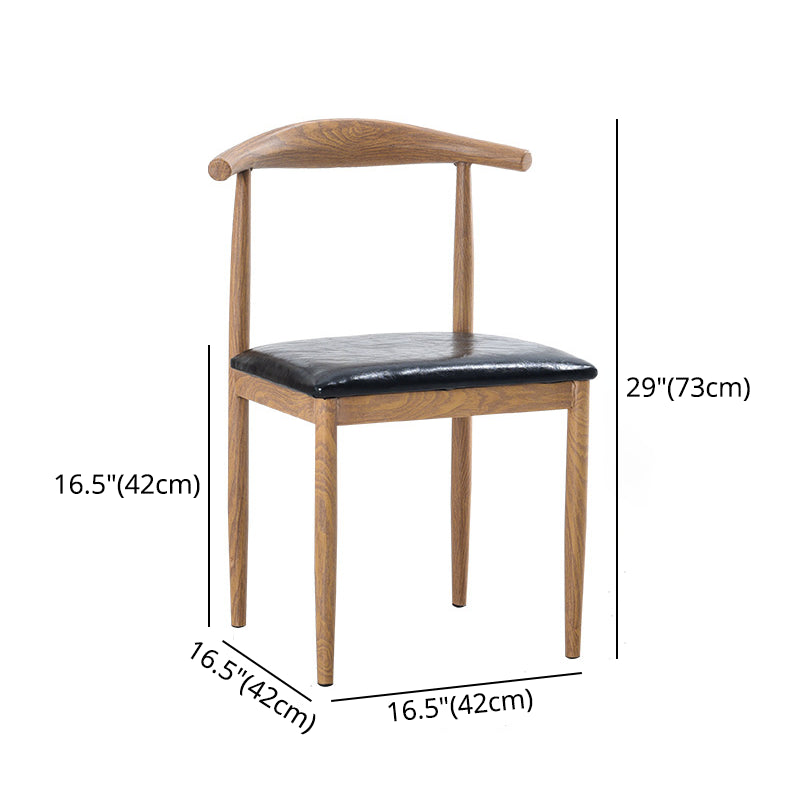 Modern Style Kitchen Leather Dining Chair Ladder Back Side Chair of 16" Wide with Metallic Base Clearhalo ' kitchen&dining_furn' 'Dining Chairs' 'Dining Tables & Seating' 'dining_chair' 'furn' 'furn_dining_chair' 'Furniture' 'furniture_dining_chair' 'Kitchen & Dining Furniture' 'kitchen' 3468744