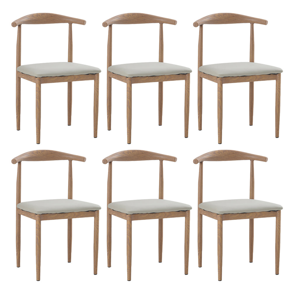 Modern Style Kitchen Leather Dining Chair Ladder Back Side Chair of 16" Wide with Metallic Base Light Wood Gray 6 Piece Set Clearhalo ' kitchen&dining_furn' 'Dining Chairs' 'Dining Tables & Seating' 'dining_chair' 'furn' 'furn_dining_chair' 'Furniture' 'furniture_dining_chair' 'Kitchen & Dining Furniture' 'kitchen' 3468745