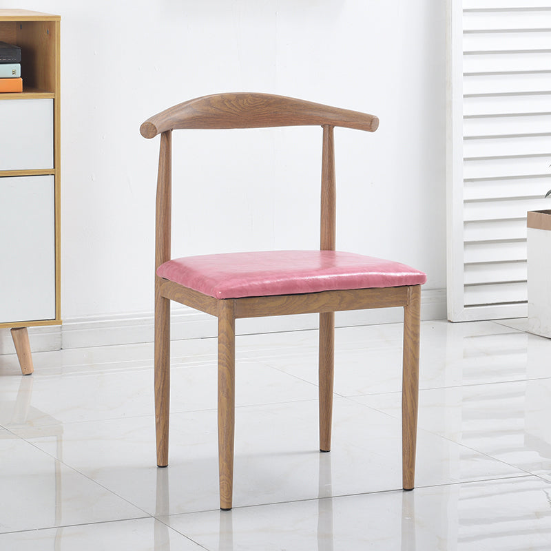 Modern Style Kitchen Leather Dining Chair Ladder Back Side Chair of 16" Wide with Metallic Base Clearhalo ' kitchen&dining_furn' 'Dining Chairs' 'Dining Tables & Seating' 'dining_chair' 'furn' 'furn_dining_chair' 'Furniture' 'furniture_dining_chair' 'Kitchen & Dining Furniture' 'kitchen' 3468747