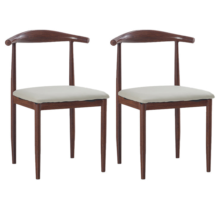 Modern Style Kitchen Leather Dining Chair Ladder Back Side Chair of 16" Wide with Metallic Base Dark Wood Gray 2 Piece Set Clearhalo ' kitchen&dining_furn' 'Dining Chairs' 'Dining Tables & Seating' 'dining_chair' 'furn' 'furn_dining_chair' 'Furniture' 'furniture_dining_chair' 'Kitchen & Dining Furniture' 'kitchen' 3468748