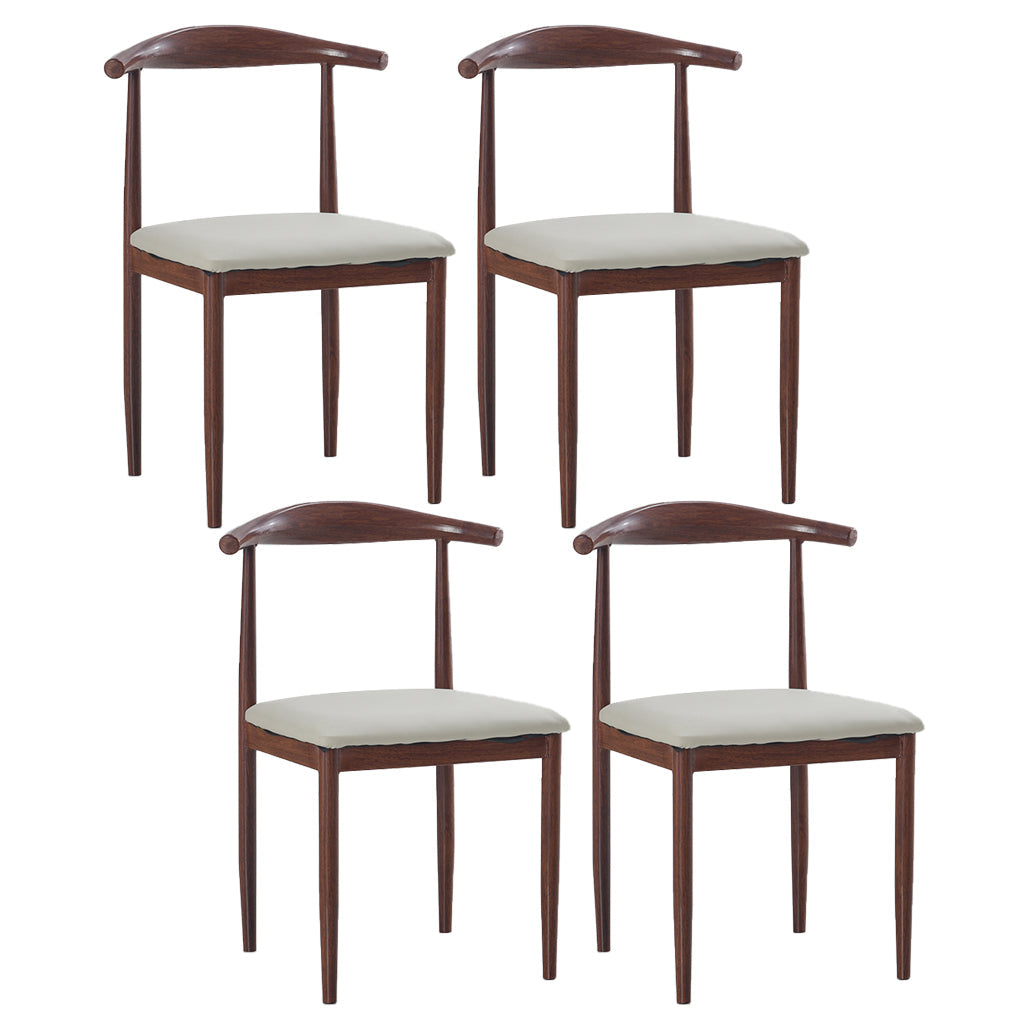 Modern Style Kitchen Leather Dining Chair Ladder Back Side Chair of 16" Wide with Metallic Base Dark Wood Gray 4 Piece Set Clearhalo ' kitchen&dining_furn' 'Dining Chairs' 'Dining Tables & Seating' 'dining_chair' 'furn' 'furn_dining_chair' 'Furniture' 'furniture_dining_chair' 'Kitchen & Dining Furniture' 'kitchen' 3468749