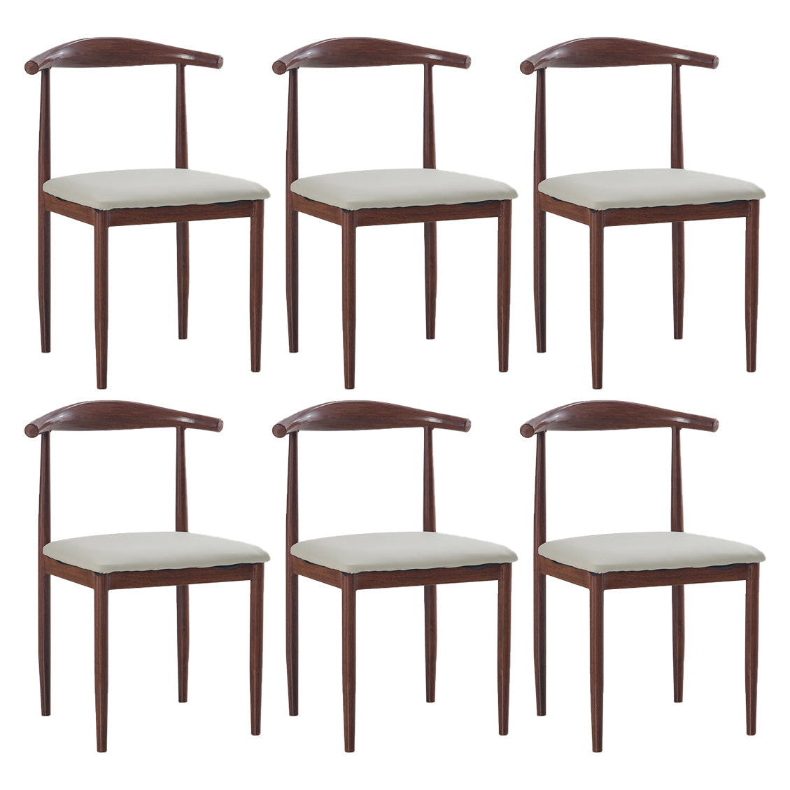 Modern Style Kitchen Leather Dining Chair Ladder Back Side Chair of 16" Wide with Metallic Base Dark Wood Gray 6 Piece Set Clearhalo ' kitchen&dining_furn' 'Dining Chairs' 'Dining Tables & Seating' 'dining_chair' 'furn' 'furn_dining_chair' 'Furniture' 'furniture_dining_chair' 'Kitchen & Dining Furniture' 'kitchen' 3468751