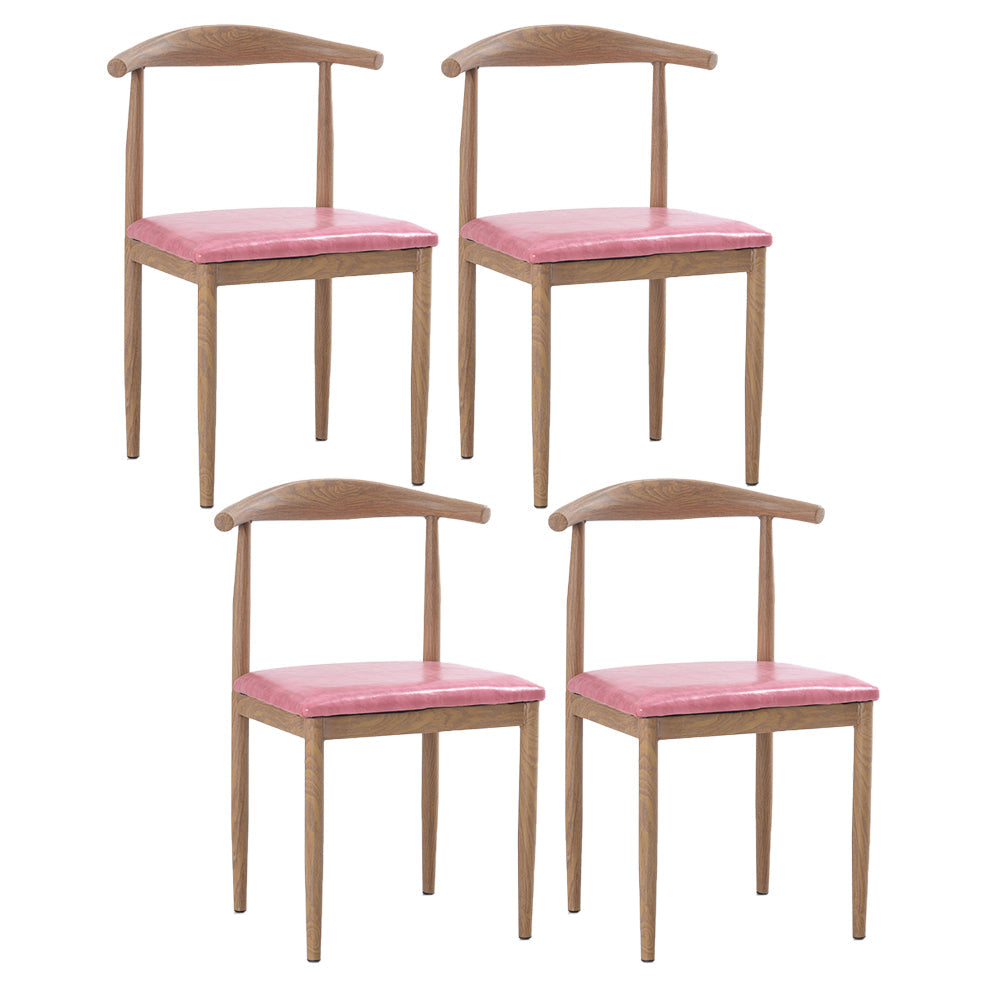 Modern Style Kitchen Leather Dining Chair Ladder Back Side Chair of 16" Wide with Metallic Base Light Wood Pink 4 Piece Set Clearhalo ' kitchen&dining_furn' 'Dining Chairs' 'Dining Tables & Seating' 'dining_chair' 'furn' 'furn_dining_chair' 'Furniture' 'furniture_dining_chair' 'Kitchen & Dining Furniture' 'kitchen' 3468756