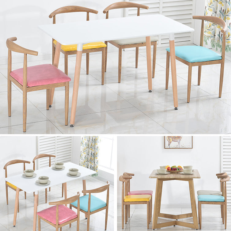 Modern Style Kitchen Leather Dining Chair Ladder Back Side Chair of 16" Wide with Metallic Base Clearhalo ' kitchen&dining_furn' 'Dining Chairs' 'Dining Tables & Seating' 'dining_chair' 'furn' 'furn_dining_chair' 'Furniture' 'furniture_dining_chair' 'Kitchen & Dining Furniture' 'kitchen' 3468757