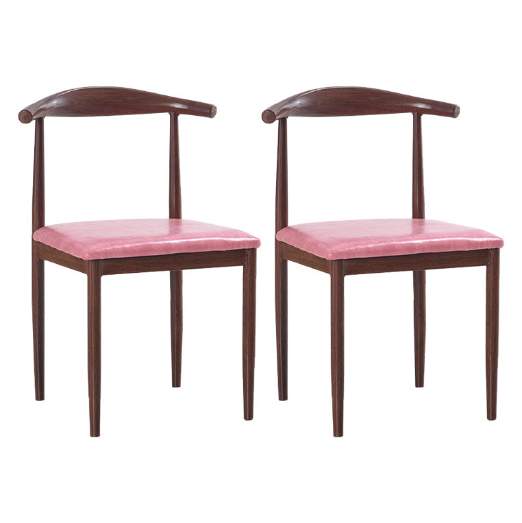 Modern Style Kitchen Leather Dining Chair Ladder Back Side Chair of 16" Wide with Metallic Base Dark Wood Pink 2 Piece Set Clearhalo ' kitchen&dining_furn' 'Dining Chairs' 'Dining Tables & Seating' 'dining_chair' 'furn' 'furn_dining_chair' 'Furniture' 'furniture_dining_chair' 'Kitchen & Dining Furniture' 'kitchen' 3468759
