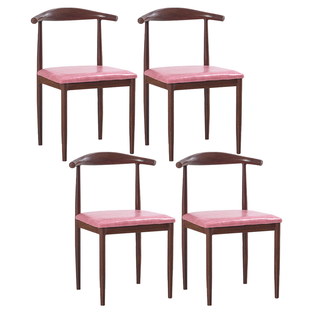 Modern Style Kitchen Leather Dining Chair Ladder Back Side Chair of 16" Wide with Metallic Base Dark Wood Pink 4 Piece Set Clearhalo ' kitchen&dining_furn' 'Dining Chairs' 'Dining Tables & Seating' 'dining_chair' 'furn' 'furn_dining_chair' 'Furniture' 'furniture_dining_chair' 'Kitchen & Dining Furniture' 'kitchen' 3468760