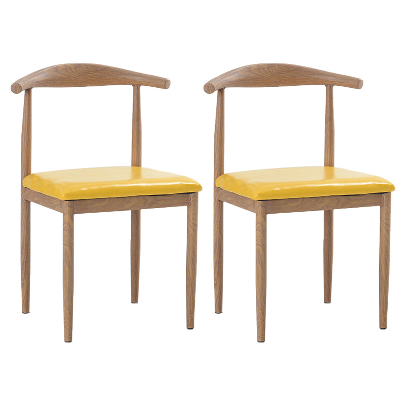 Modern Style Kitchen Leather Dining Chair Ladder Back Side Chair of 16" Wide with Metallic Base Light Wood Yellow 2 Piece Set Clearhalo ' kitchen&dining_furn' 'Dining Chairs' 'Dining Tables & Seating' 'dining_chair' 'furn' 'furn_dining_chair' 'Furniture' 'furniture_dining_chair' 'Kitchen & Dining Furniture' 'kitchen' 3468762