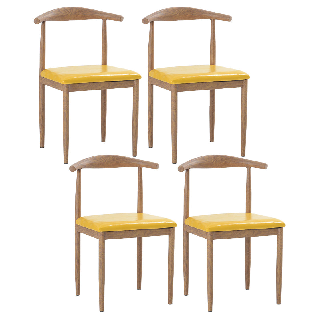 Modern Style Kitchen Leather Dining Chair Ladder Back Side Chair of 16" Wide with Metallic Base Light Wood Yellow 4 Piece Set Clearhalo ' kitchen&dining_furn' 'Dining Chairs' 'Dining Tables & Seating' 'dining_chair' 'furn' 'furn_dining_chair' 'Furniture' 'furniture_dining_chair' 'Kitchen & Dining Furniture' 'kitchen' 3468763