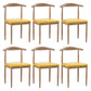 Modern Style Kitchen Leather Dining Chair Ladder Back Side Chair of 16" Wide with Metallic Base Light Wood Yellow 6 Piece Set Clearhalo ' kitchen&dining_furn' 'Dining Chairs' 'Dining Tables & Seating' 'dining_chair' 'furn' 'furn_dining_chair' 'Furniture' 'furniture_dining_chair' 'Kitchen & Dining Furniture' 'kitchen' 3468764