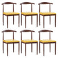 Modern Style Kitchen Leather Dining Chair Ladder Back Side Chair of 16" Wide with Metallic Base Dark Wood Yellow 6 Piece Set Clearhalo ' kitchen&dining_furn' 'Dining Chairs' 'Dining Tables & Seating' 'dining_chair' 'furn' 'furn_dining_chair' 'Furniture' 'furniture_dining_chair' 'Kitchen & Dining Furniture' 'kitchen' 3468766