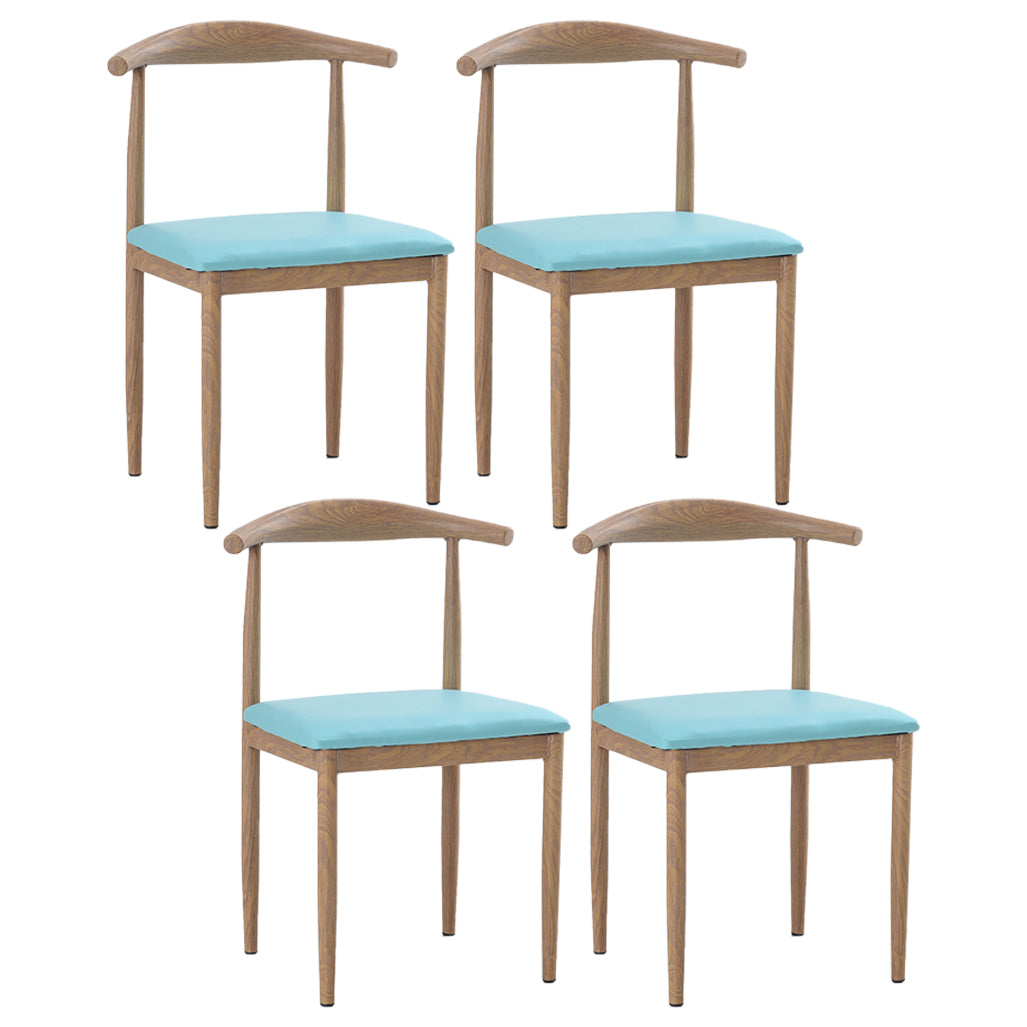 Modern Style Kitchen Leather Dining Chair Ladder Back Side Chair of 16" Wide with Metallic Base Light Wood Blue 4 Piece Set Clearhalo ' kitchen&dining_furn' 'Dining Chairs' 'Dining Tables & Seating' 'dining_chair' 'furn' 'furn_dining_chair' 'Furniture' 'furniture_dining_chair' 'Kitchen & Dining Furniture' 'kitchen' 3468768