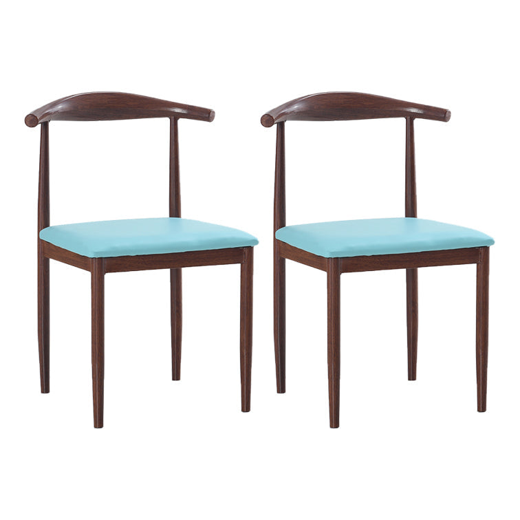 Modern Style Kitchen Leather Dining Chair Ladder Back Side Chair of 16" Wide with Metallic Base Dark Wood Blue 2 Piece Set Clearhalo ' kitchen&dining_furn' 'Dining Chairs' 'Dining Tables & Seating' 'dining_chair' 'furn' 'furn_dining_chair' 'Furniture' 'furniture_dining_chair' 'Kitchen & Dining Furniture' 'kitchen' 3468770