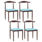 Modern Style Kitchen Leather Dining Chair Ladder Back Side Chair of 16" Wide with Metallic Base Dark Wood Blue 4 Piece Set Clearhalo ' kitchen&dining_furn' 'Dining Chairs' 'Dining Tables & Seating' 'dining_chair' 'furn' 'furn_dining_chair' 'Furniture' 'furniture_dining_chair' 'Kitchen & Dining Furniture' 'kitchen' 3468771