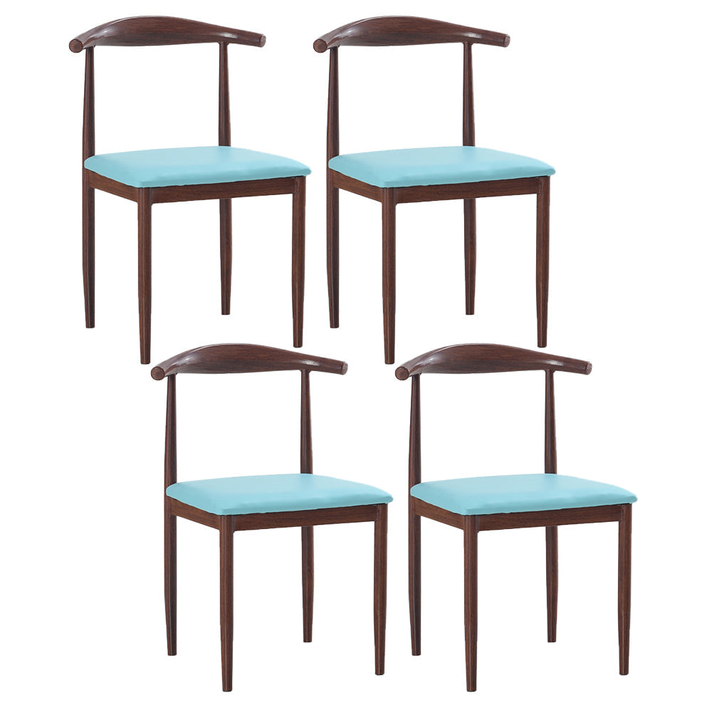 Modern Style Kitchen Leather Dining Chair Ladder Back Side Chair of 16" Wide with Metallic Base Dark Wood Blue 4 Piece Set Clearhalo ' kitchen&dining_furn' 'Dining Chairs' 'Dining Tables & Seating' 'dining_chair' 'furn' 'furn_dining_chair' 'Furniture' 'furniture_dining_chair' 'Kitchen & Dining Furniture' 'kitchen' 3468771