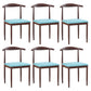 Modern Style Kitchen Leather Dining Chair Ladder Back Side Chair of 16" Wide with Metallic Base Dark Wood Blue 6 Piece Set Clearhalo ' kitchen&dining_furn' 'Dining Chairs' 'Dining Tables & Seating' 'dining_chair' 'furn' 'furn_dining_chair' 'Furniture' 'furniture_dining_chair' 'Kitchen & Dining Furniture' 'kitchen' 3468772