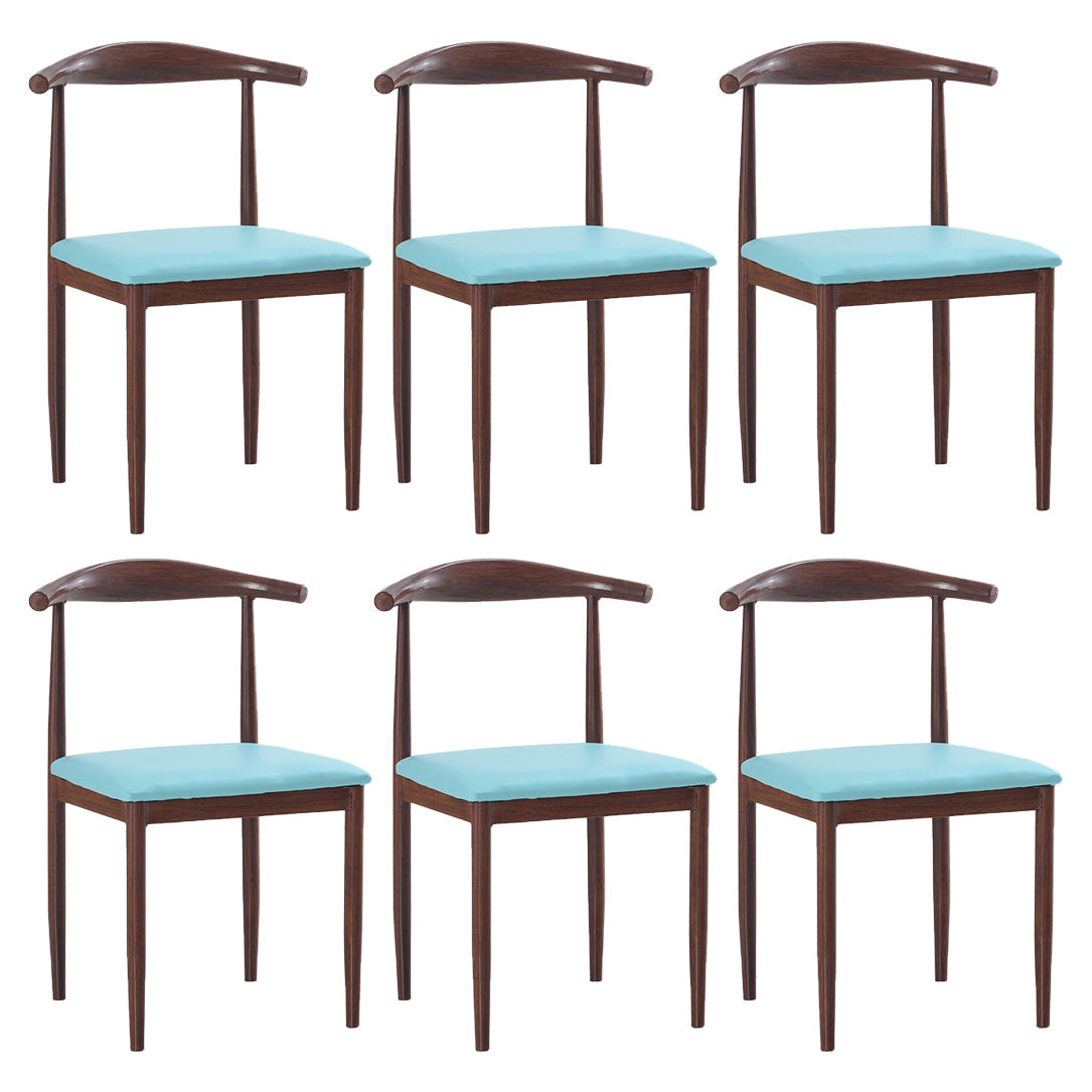 Modern Style Kitchen Leather Dining Chair Ladder Back Side Chair of 16" Wide with Metallic Base Dark Wood Blue 6 Piece Set Clearhalo ' kitchen&dining_furn' 'Dining Chairs' 'Dining Tables & Seating' 'dining_chair' 'furn' 'furn_dining_chair' 'Furniture' 'furniture_dining_chair' 'Kitchen & Dining Furniture' 'kitchen' 3468772