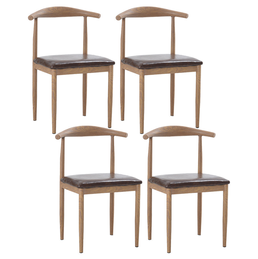 Modern Style Kitchen Leather Dining Chair Ladder Back Side Chair of 16" Wide with Metallic Base Light Wood Brown 4 Piece Set Clearhalo ' kitchen&dining_furn' 'Dining Chairs' 'Dining Tables & Seating' 'dining_chair' 'furn' 'furn_dining_chair' 'Furniture' 'furniture_dining_chair' 'Kitchen & Dining Furniture' 'kitchen' 3468774