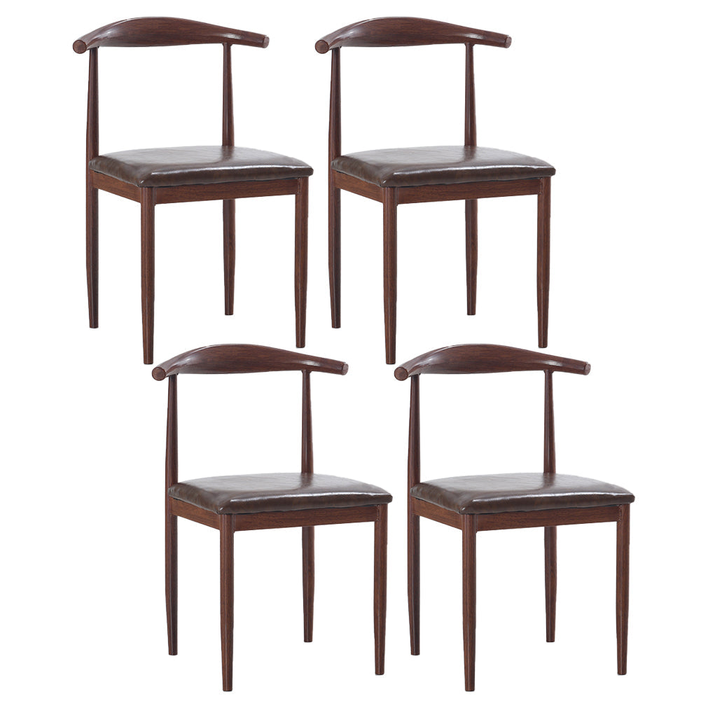 Modern Style Kitchen Leather Dining Chair Ladder Back Side Chair of 16" Wide with Metallic Base Dark Wood Brown 4 Piece Set Clearhalo ' kitchen&dining_furn' 'Dining Chairs' 'Dining Tables & Seating' 'dining_chair' 'furn' 'furn_dining_chair' 'Furniture' 'furniture_dining_chair' 'Kitchen & Dining Furniture' 'kitchen' 3468777