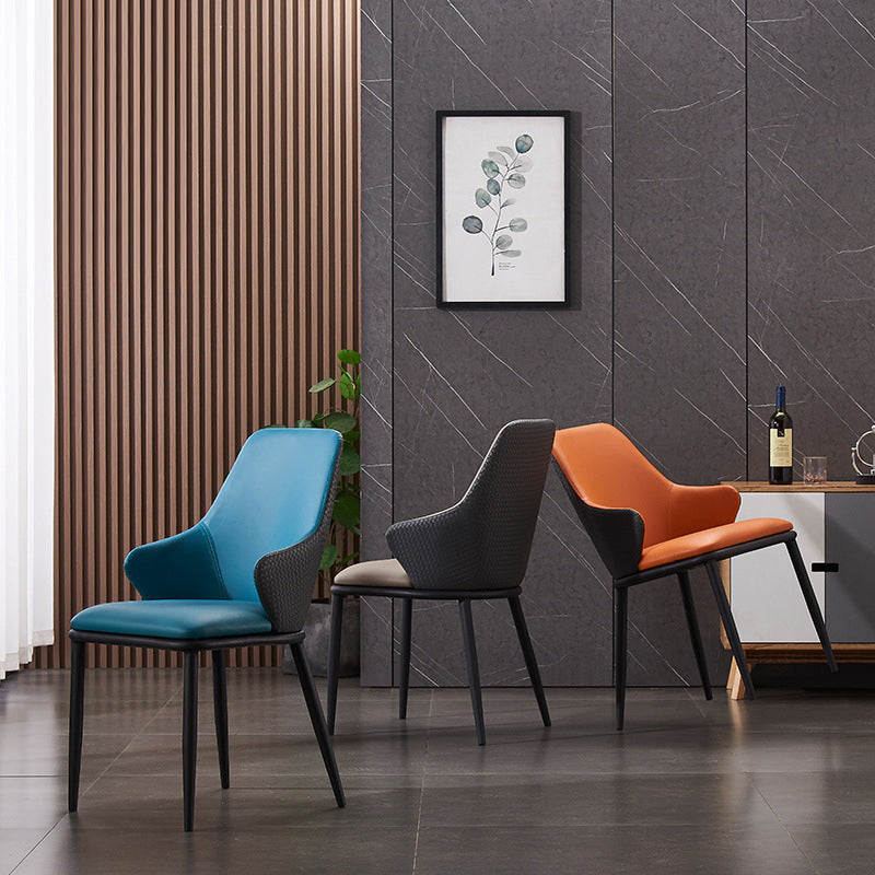 Modern Leather Dining Side Chairs Indoor Upholstered Arm Chair with Black Legs Clearhalo ' kitchen&dining_furn' 'Dining Chairs' 'Dining Tables & Seating' 'dining_chair' 'furn' 'furn_dining_chair' 'Furniture' 'furniture_dining_chair' 'Kitchen & Dining Furniture' 'kitchen' 3468796