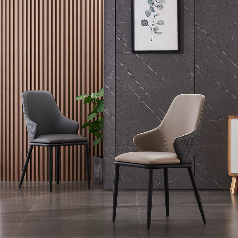 Modern Leather Dining Side Chairs Indoor Upholstered Arm Chair with Black Legs Clearhalo ' kitchen&dining_furn' 'Dining Chairs' 'Dining Tables & Seating' 'dining_chair' 'furn' 'furn_dining_chair' 'Furniture' 'furniture_dining_chair' 'Kitchen & Dining Furniture' 'kitchen' 3468798