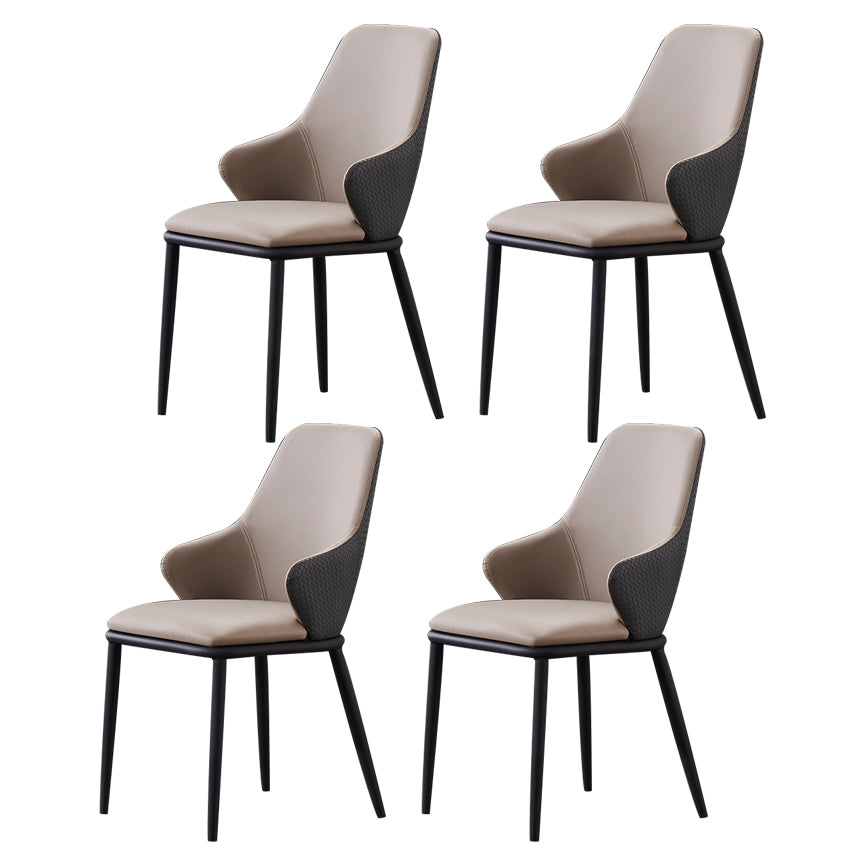 Modern Leather Dining Side Chairs Indoor Upholstered Arm Chair with Black Legs Coffee 4 Piece Set Clearhalo ' kitchen&dining_furn' 'Dining Chairs' 'Dining Tables & Seating' 'dining_chair' 'furn' 'furn_dining_chair' 'Furniture' 'furniture_dining_chair' 'Kitchen & Dining Furniture' 'kitchen' 3468804