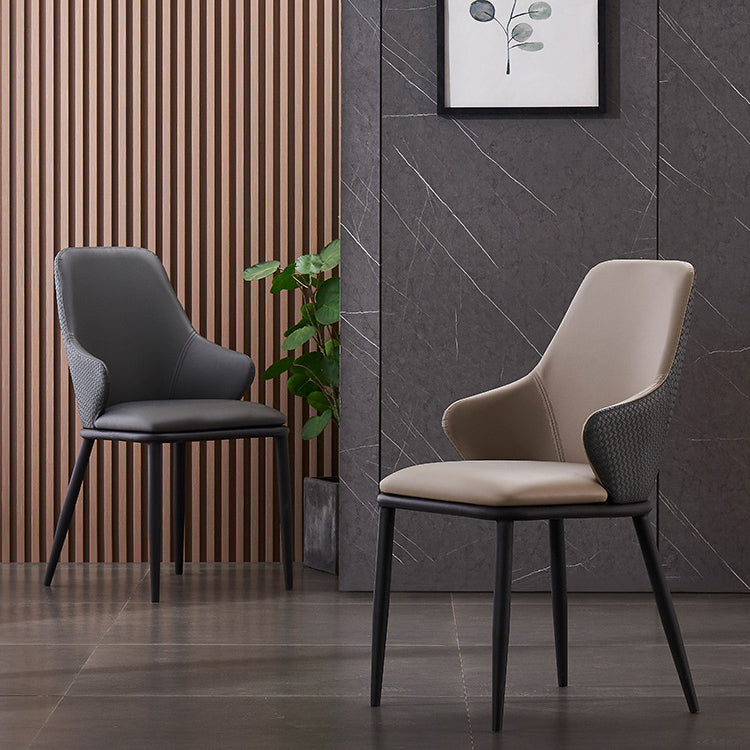 Modern Leather Dining Side Chairs Indoor Upholstered Arm Chair with Black Legs Clearhalo ' kitchen&dining_furn' 'Dining Chairs' 'Dining Tables & Seating' 'dining_chair' 'furn' 'furn_dining_chair' 'Furniture' 'furniture_dining_chair' 'Kitchen & Dining Furniture' 'kitchen' 3468815